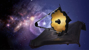 An image of James Webb space telescope amidst the beauty of the galaxy, exploring the universe